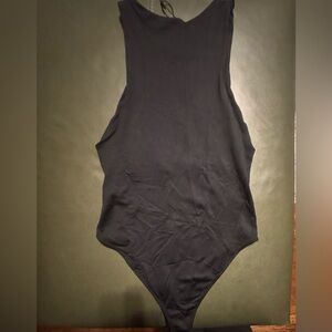 Zara Womens Tank Vest Body Suit Black High Round Neck Size medium